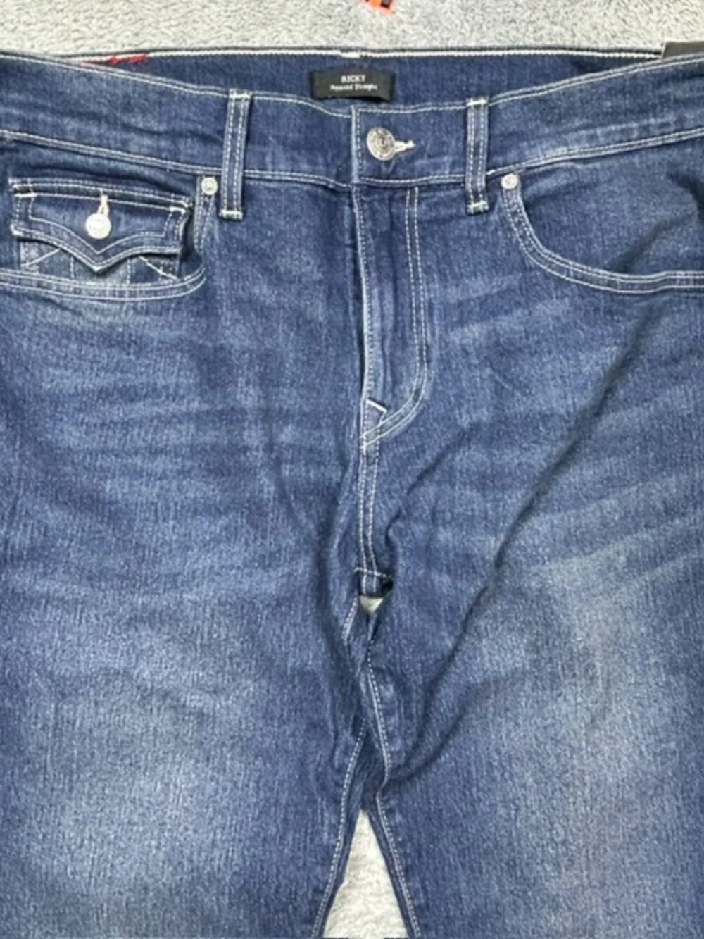True Religion Ricky Jeans Men's 34x34 Dark Lunar Shadow SN Flap Straight Leg NEW